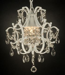 WROUGHT IRON CRYSTAL CHANDELIER LIGHTING COUNTRY FRENCH WHITE