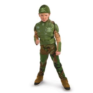COMBAT MARINE Soldier Jumpsuit & Bandana Child Medium & Large Costume 