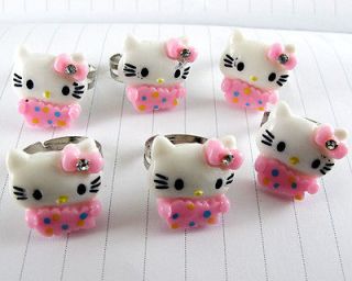   Crystal Pink White Resin Hello Kitty Cat Childrens/kid​​s Rings
