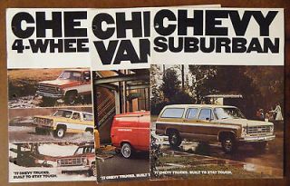   Chevy 1977 Trucks 4 Wheelers Vans & Suburban Sales Brochures Chevrolet
