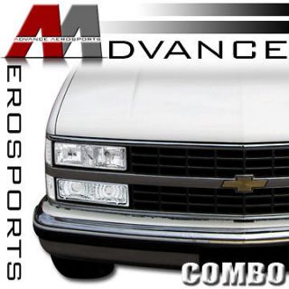 8pc 94 99 Chevy C/K 1500 2500 Suburban Chrome Headlights+Bumper/Corner 