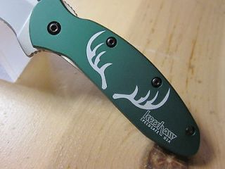 Kershaw Scallion 1620GRN Custom DEER HORNS Knife Green Assisted NIB