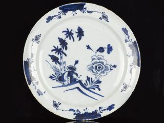 c1750 Large English Blue and White Chinese Delft Style Dish