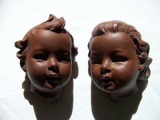 VERY RARE pair 1957 Goebel Childrens FACE plaques TERRA COTTA FX 