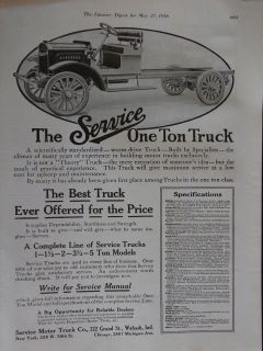 1916 The Service One Ton Truck Advertisement 