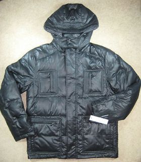 Kenneth Cole NWT Men Black Down Detach Hood Warm Lt Weight Coat S XL 