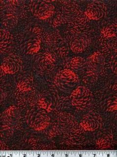 Fabric #1896, Red Pine Cones, RJR Jinny Beyer Sold by 1/2 Yard, SEE 