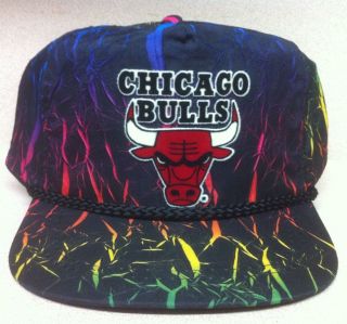 VINTAGE FRESH PRINCE CHICAGO BULLS SNAPBACK HAT CAP BLACK NEON GRASS 
