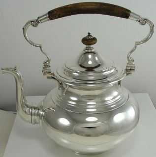 Sterling Silver Hollowware 925 Wooden Handle Tea Pot Kettle 4 Pint 7 3 