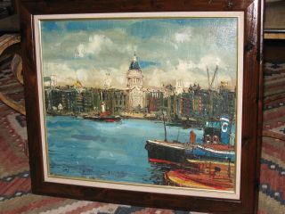 ART GASTON TYKO FRENCH 1918   OIL PAINTING ON CANVAS HARBOR SEASCAPE 