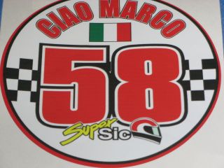 Marco Simoncelli 58 ciao marco bike sticker decals X 2 stickers 58 