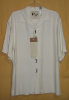 Vintage Silk Circa 1969 mens ivory embroidered golf ss shirt top 100% 