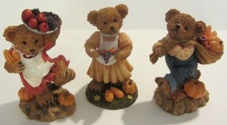 2002 HOME INTERIORS AND GIFTS 3 FALL HARVEST BEARS 11768   CHINA