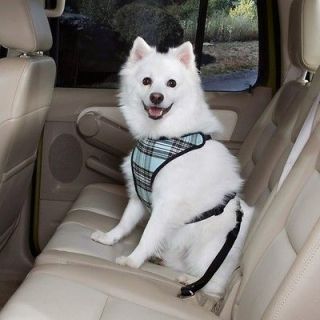 Classic Plaid Car Vest Harness Dog Seat Belt SM/MD Blue