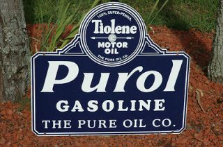  PUROL PURE MOTOR OIL TIOLENE REAL PORCELAIN SIGN SUPER PIECE RC MEDIA
