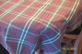 Great Christmas Chic green red white plaid cotton Tablecloth 62x48 