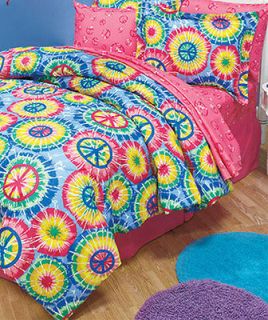   Sign Twin Comforter Set   Tie Dye Psychedelic Retro Decor Bedding Set