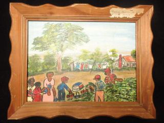   Vintage Black Americana Folk Art Painting Clementine Hunter Style