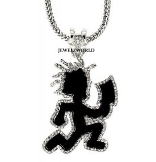 ICED OUT SILVER/BLACK HATCHET MAN PENDANT W/36 FRANCO CHAIN