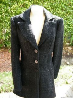 BEBE JACKET coat WOOL black FIT FLARE ROSALIA 186605 glitter S M L