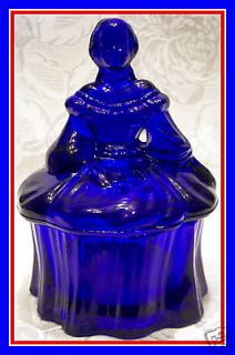 Mosser Glass Cobalt Blue Colonial Lady Powder Box