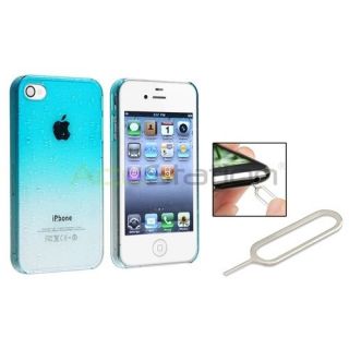 Clear Sky Blue Waterdrop Hard Cover Skin Case+Sim Card Eject Pin For 