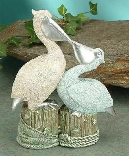 Collectible Blue Sand Pelican Couple Statue Figurine