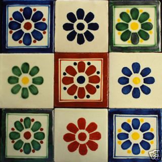 W104   9 TALAVERA Decorative Art Folk Mexican Tile 4x4