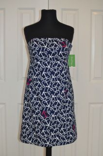 Lilly Pulitzer Womens Clyde Dress in Bright Navy Ahoy There Sz 6 NWT