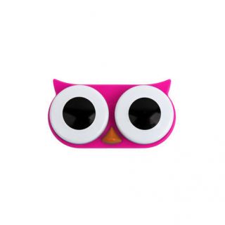 Kikkerland Owl Contact Lens Case, Assorted Colors, Pink/Blue/Gree​n