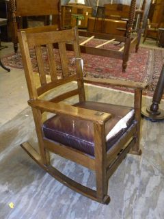   SHIP Antique Mission Oak Arts and Crafts Style Rocking Chair Rocker