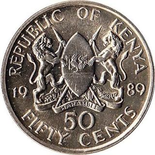 1989 Kenya 50 Cents Coin KM#19