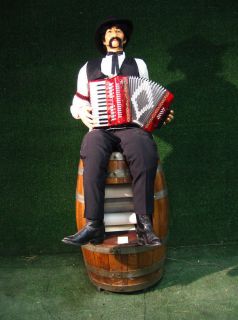 Robotic Accordion player roll coin operated Wine Barrel