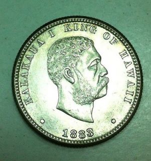 USA HAWAII SILVER COIN 1/4 $ DOLLAR 1883 UNC