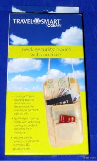   Smart Neck Security Pouch With Coolmax Strap Id Bag Money Beige New