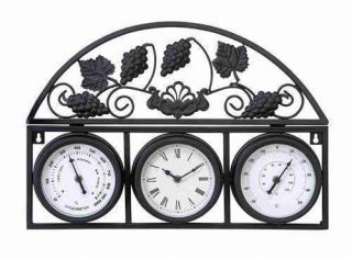   Outdoor Wall Clock and Weather Station14H,21W Garden Decor 35416