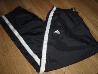 Adidas mens black white swishy athletic track PANTS XL