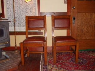 Pair of Arts and Crafts Side Chairs / stickley era / mission oak