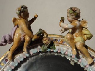 Antique Italian Capodiamonte Figural Porcelain Mirror with Putti 