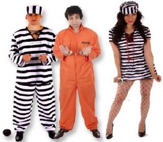   Womens Male Female Prisoner Convict Jailbird Fancy Dress Up Costume