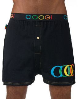 Coogi Mens Boxers Black with Multi Color Logo  Large & Extra Large