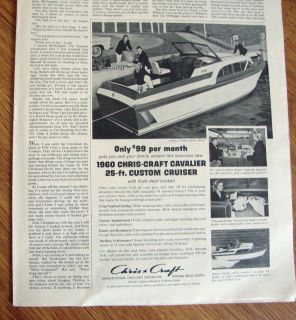1960 Chris Craft Boats Ad Cavalier 25 Ft Custom Cruiser