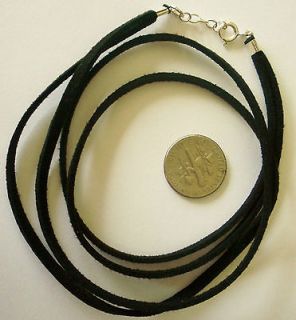 16 TWO STRAND SUEDE LEATHER VELVETY CORD NECKLACE, STERLING SILVER 