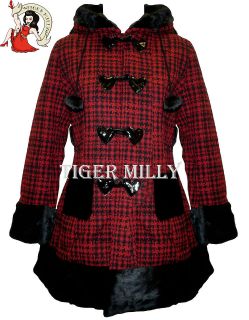 HELL BUNNY WOMENS WINTER RED STAR COAT SIZE 8 16