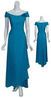LIANCARLO COUTURE Aqua Silk Ruched Eve Gown Dress 8 NEW