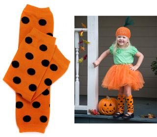 My Little Legs Halloween Polka Dot Orange Black baby leg warmers 