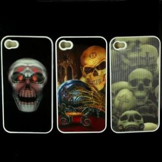 3Pcs New Style Cool Design 3D Skull Back Case Cover For Iphone 4S