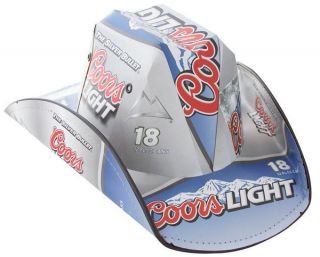 COWBOY STYLE BEER BOX HAT   COORS LIGHT   NEW   PARTY HAT