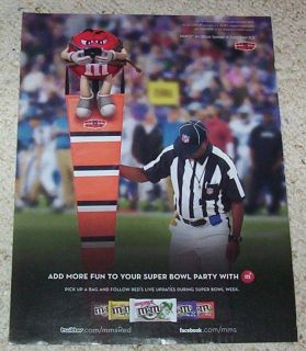 2010 M&Ms candy RED football game Super Bowl PRINT AD
