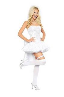 Sexy 4PC Fantasy Bride Halloween Costume W/WO PETTICOAT THIGH HIGHS S 